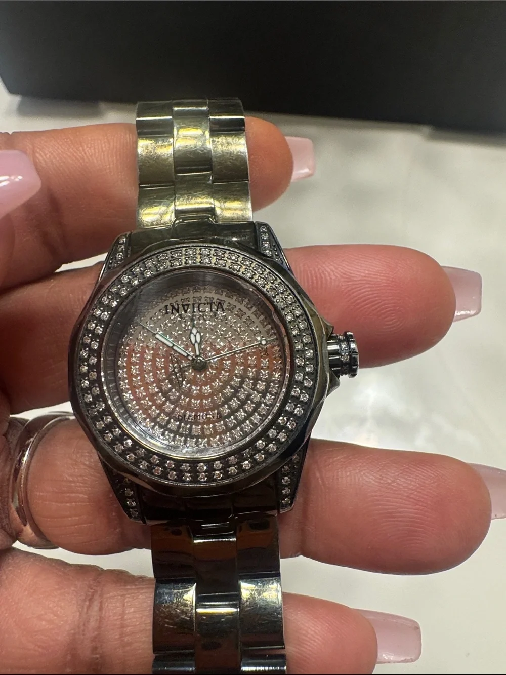 Invicta Women's Black Crystal-Accented Stainless Steel Watch